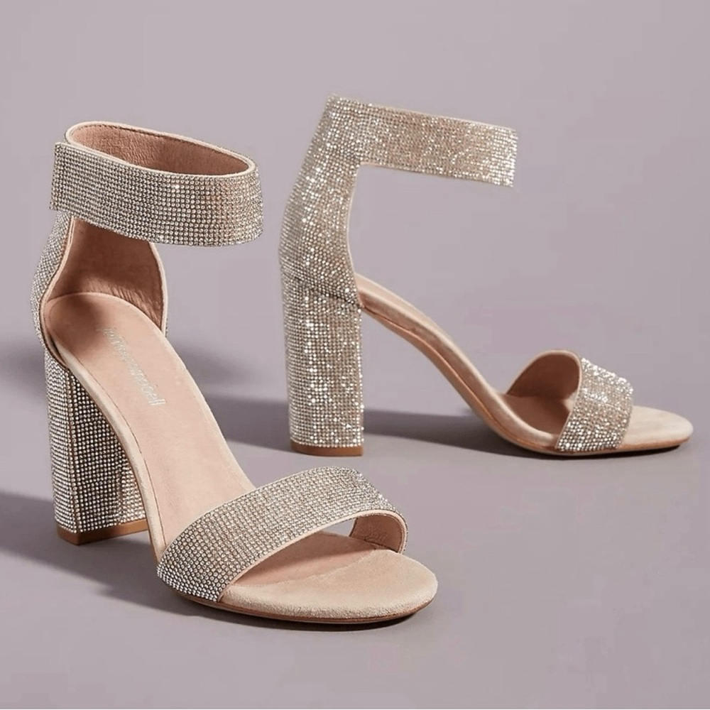 Jeffrey Campbell Laura JO nude suede champagne block heels